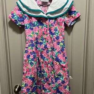 Floral Button-Up Dress with Sailor Collar